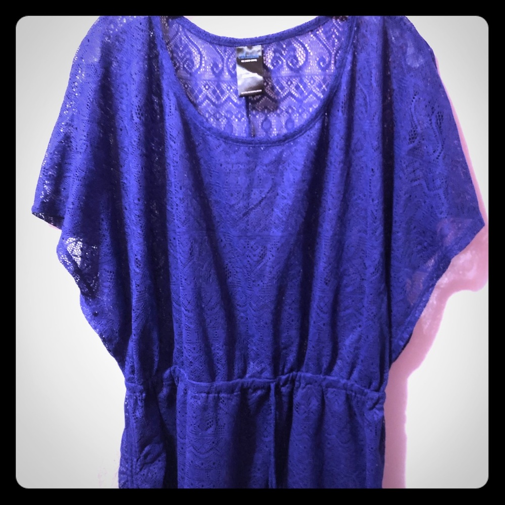 Crochet style swimsuit cover/mesh dress